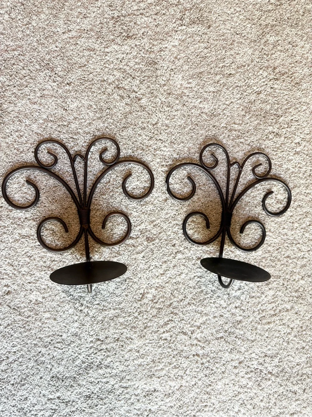 Decorative Metal Wall Candle Sconce Holder Set of 2 Hanging Wall Mounted